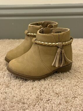 wonder nation Tan Braided-Accent Ankle Boots for Kids